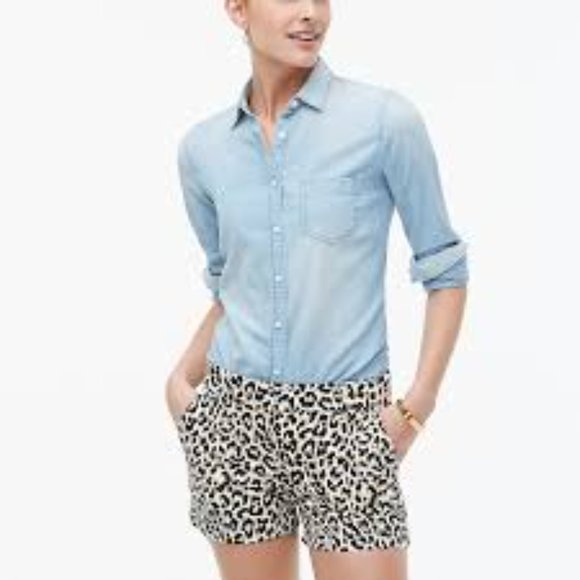 J. Crew Leopard Classic Chino Shorts (10, 12) - Picture 1 of 7